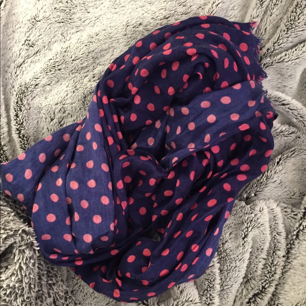 talbots navy and pink polka dot scarf